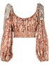 Chintz floral-print silk crop top